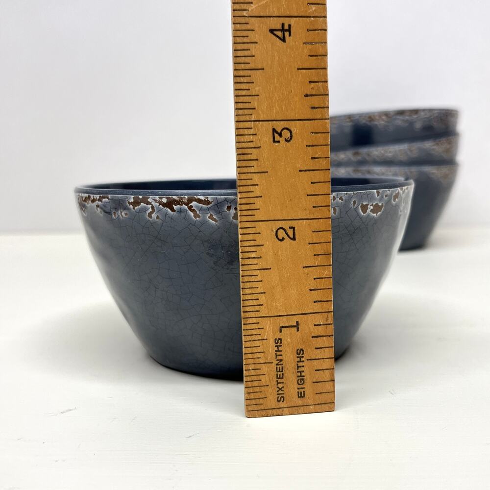 Tommy Bahama Blue Crackle Melamine Bowls Set of 4 - Picture 8 of 8